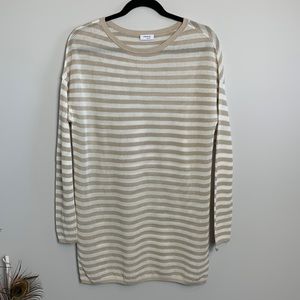 Akris Punto Crew Neck Striped Sweater Beige Size 12